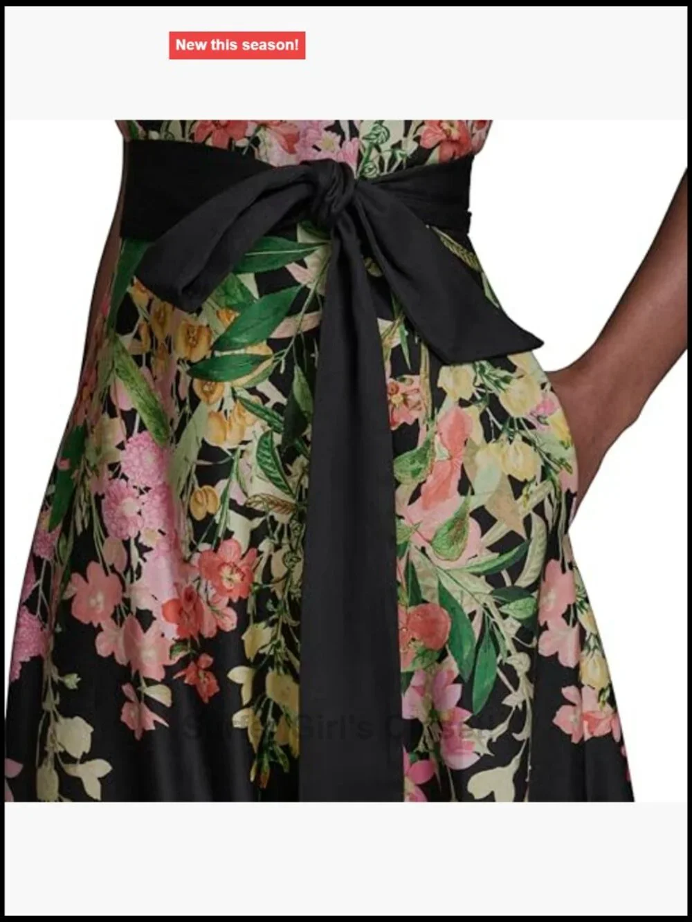 Sleeveless V-Neck Cotton Sateen Midi Floral Dress - Picture 5 of 5
